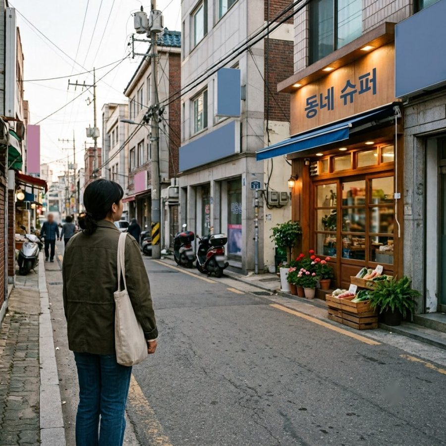 길 건너에서 보는 간판